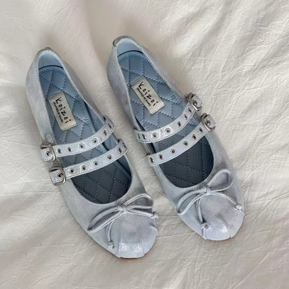 Genuine Leather Bow Mary Jane Shoes Shallow Ballet Style Shoes Outdoor Casual Comfortable Flat Shoes