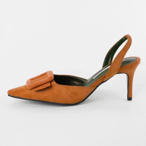 Sandals Pointed Toe High Heels Stiletto Square Buckle Large Size Single Shoes