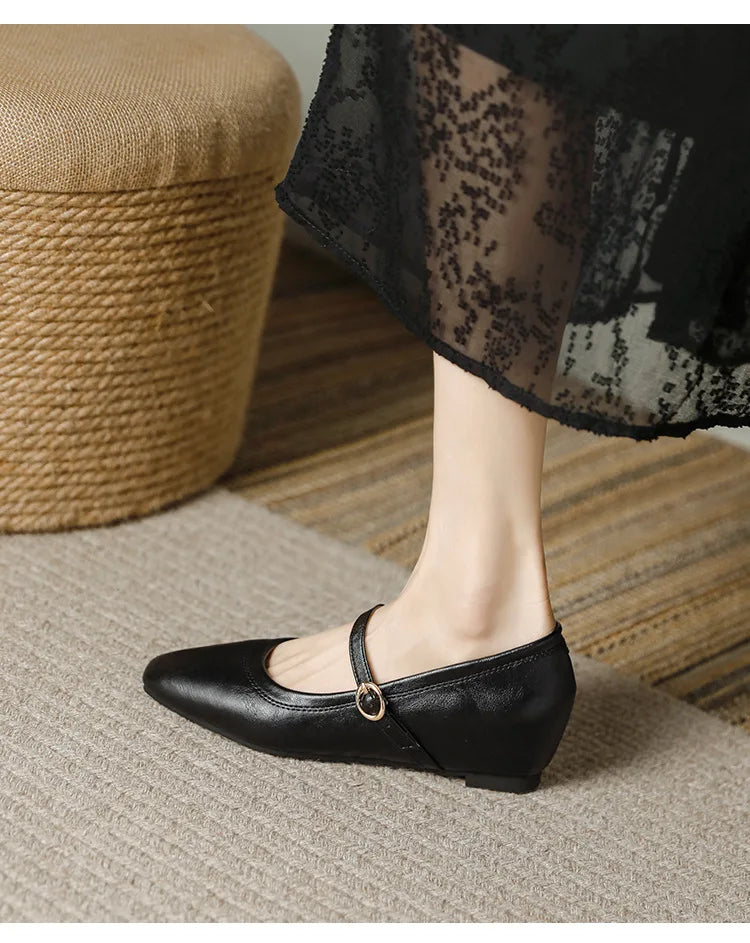mary janes shoes woman height increasing flats soft leather ankle belt mocasines elevator shoes zapatos de mujer 2025