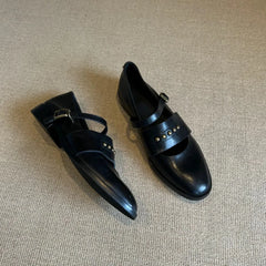 Leather Shoes Genuine Leather Low-heel Shoes Buckle Mary Jane Shoes's