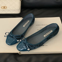 Comfortable Round Toe Flats Sweet Bow Brand Shoes Elegant Lace Shallow Ballet Shoes Zapatos Muje