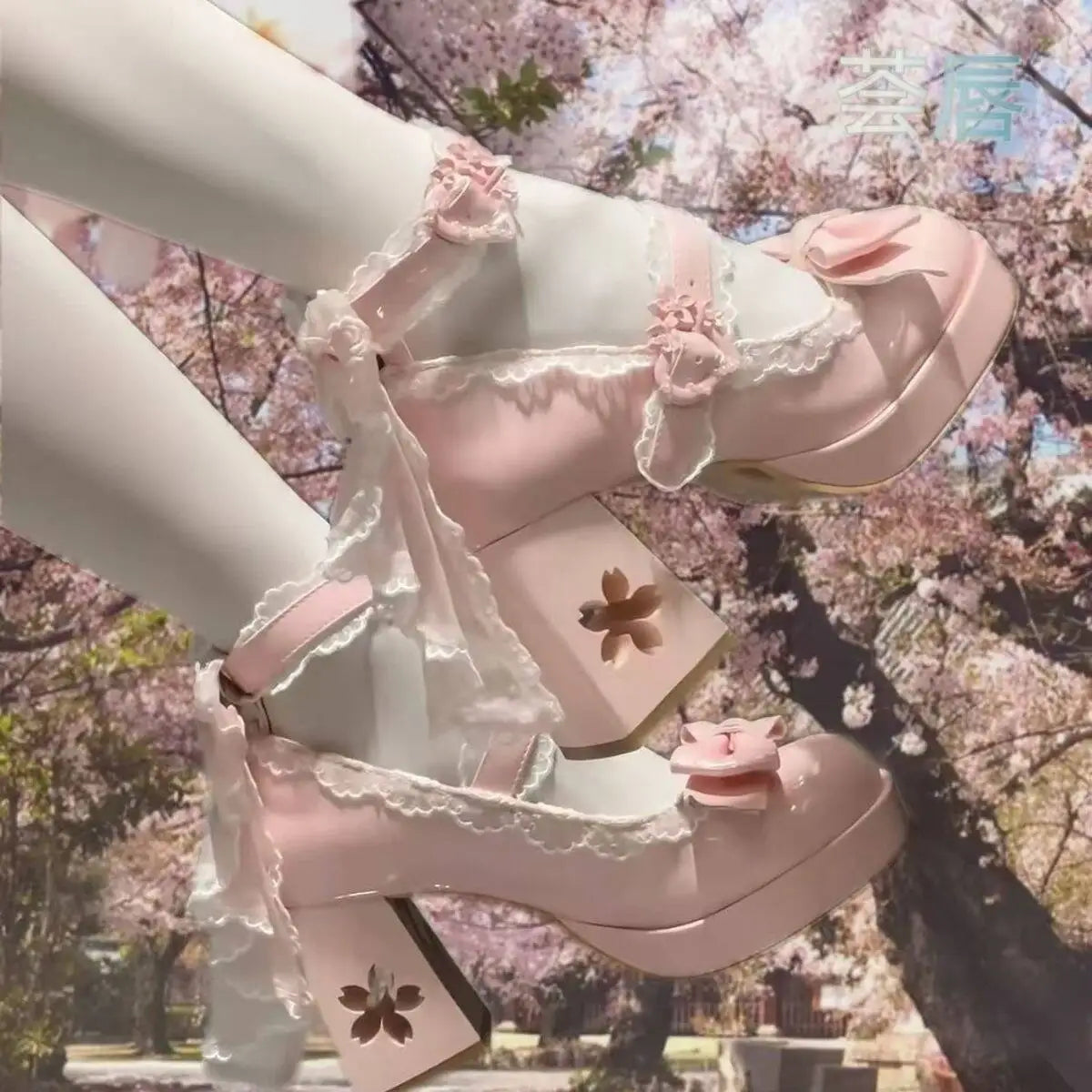Lovely Girls Lolita Butterfly Knot High Heels Platform Shoes
