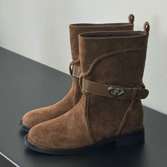Retro Chunky Heels Ankle Boots