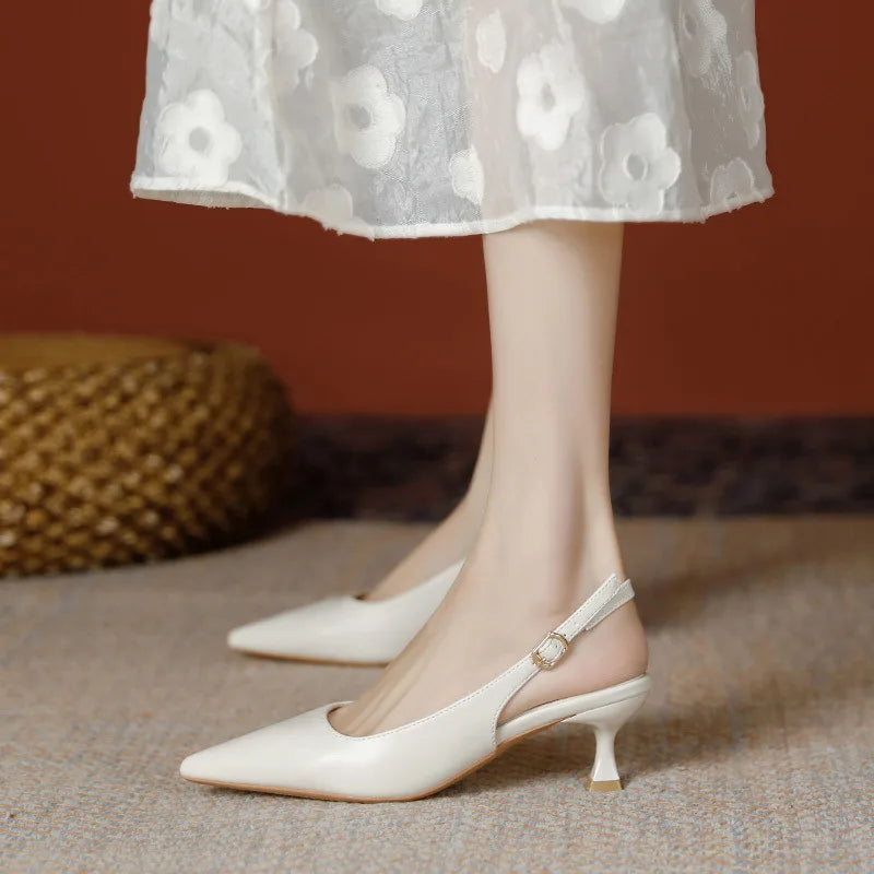 Shoes Slip On Black Pointed Toe Slingbacks Pumps Wedding Shoes Low Heels Dress