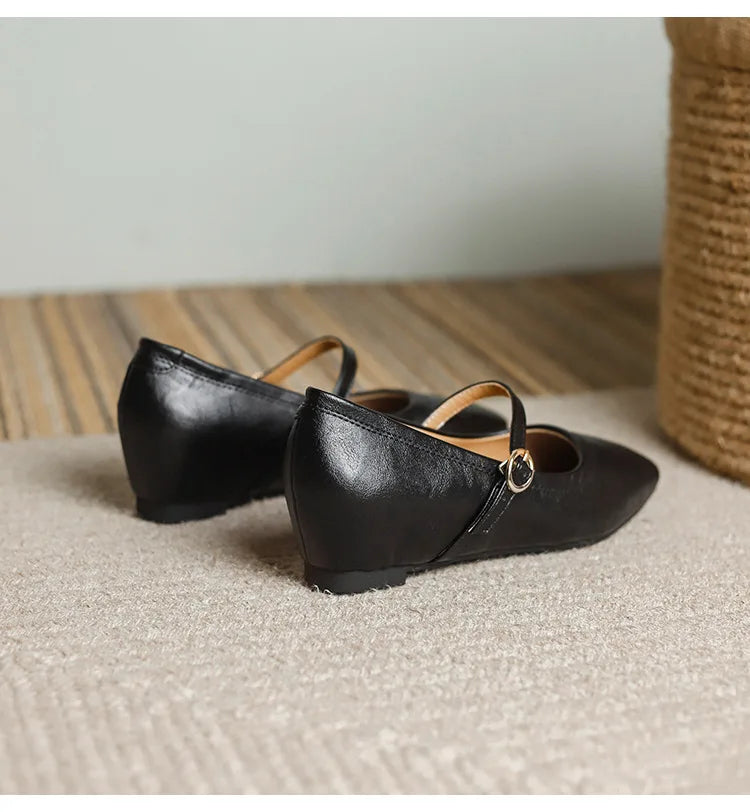 mary janes shoes woman height increasing flats soft leather ankle belt mocasines elevator shoes zapatos de mujer 2025