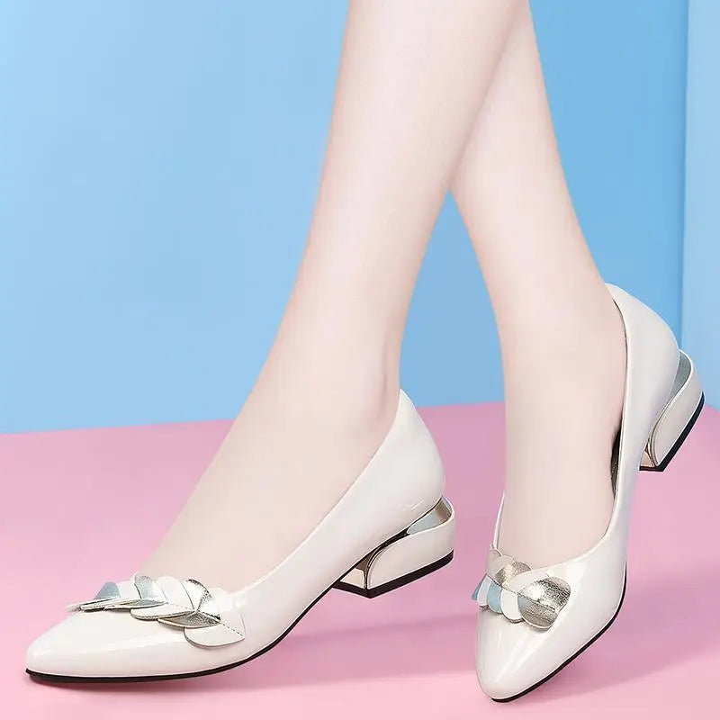 Low Heel Elegant Blue Normal Leather