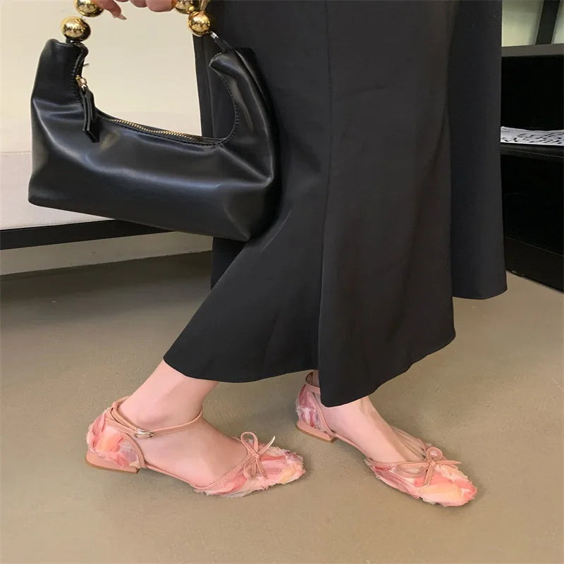 Lace Hollow Mary Jane Shoes Elegant Square Toe Ankle Strap Low Heel Wedding Shoe