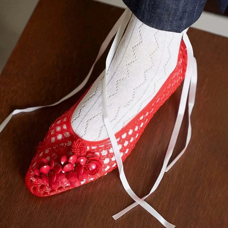 style pointed-toe open-toe sandals with flat sole