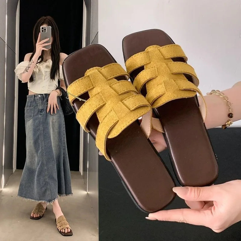 Slippers Flat Bottom Non-slip Outdoor Open Toe Beach Sandals Design Slides
