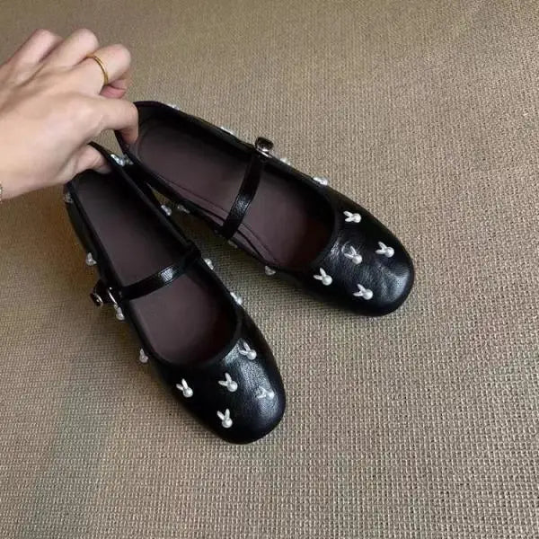 Leather Shoes Soft All-Match Shallow Mouth Modis Casual Sneakers Flats Round Toe Genuine Leather Dress Mary
