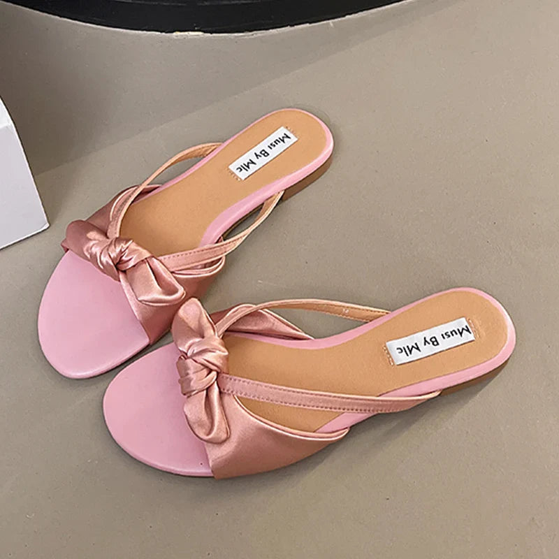 Bow Slippers Flats Sandals Casual Home Shoes Trend Sport Shoes Beach Flip Flops Walking Slides Mujer Sandalias