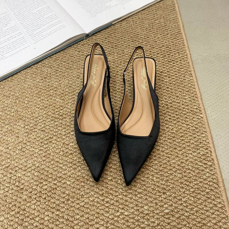 Low Heel Footwear Shallow Heeled Sandals Shoes Casual Pointed Toe Sandals Slip On