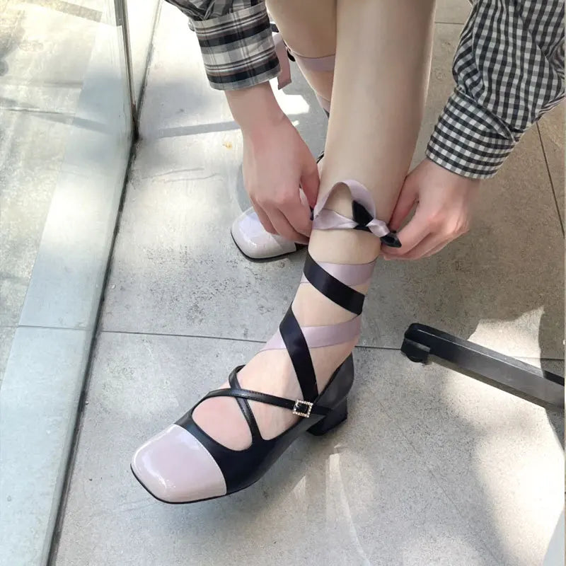 Ballet Elegant Blue Black Pink Heels Round Toe Lolita Mary Janes PumpsFree Shipping Shoes On Offer Sandals 2024