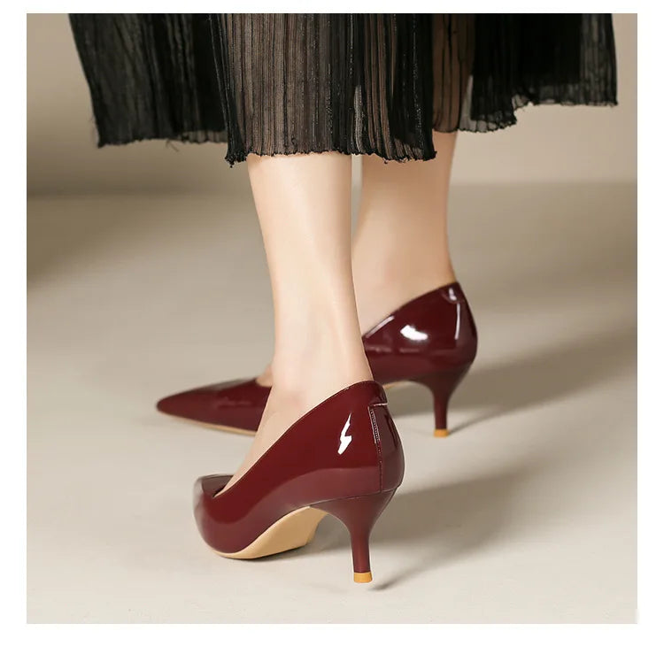 5cm Stilletos High Heels Red/Nude Pumps Patent Leather Tacones Wedges Femme Office Gift Shoes Wedding