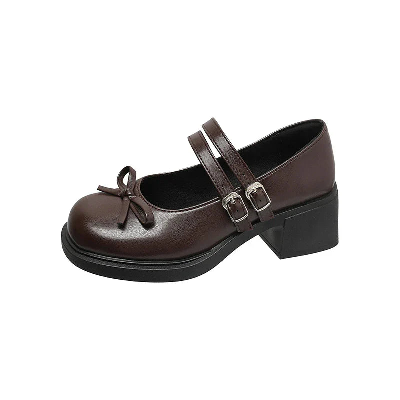 Dresses Mary Jane Shoes Elegant Causal Uniform Performance Shoes Lolita Bowknot Woman Low-heeled Shoes
