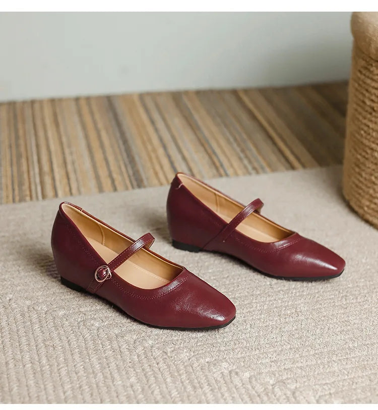 mary janes shoes woman height increasing flats soft leather ankle belt mocasines elevator shoes zapatos de mujer 2025