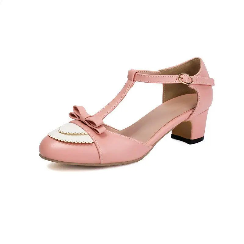 Low Sandals Woman Leather Block Heels Shoes Closed Toe Buckle Strap Suit Beige Mary Jane Low-heeled Chunky Hi