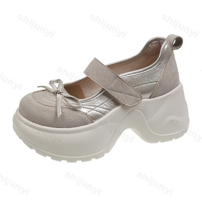 Bow Decoration Shallow Mouth Sports Single Shoes