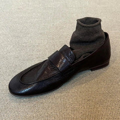 Retro Black Soft Leather Brand Flat Pumps Comfort Concise Loafers Outdoor Commuter Office Shoes Zapatos De Mujer
