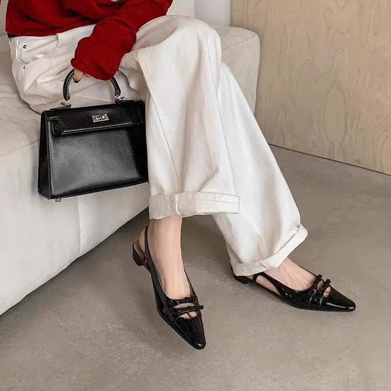 Cover Toe Butterfly-knot Low Heel Stripper Party Sandalias