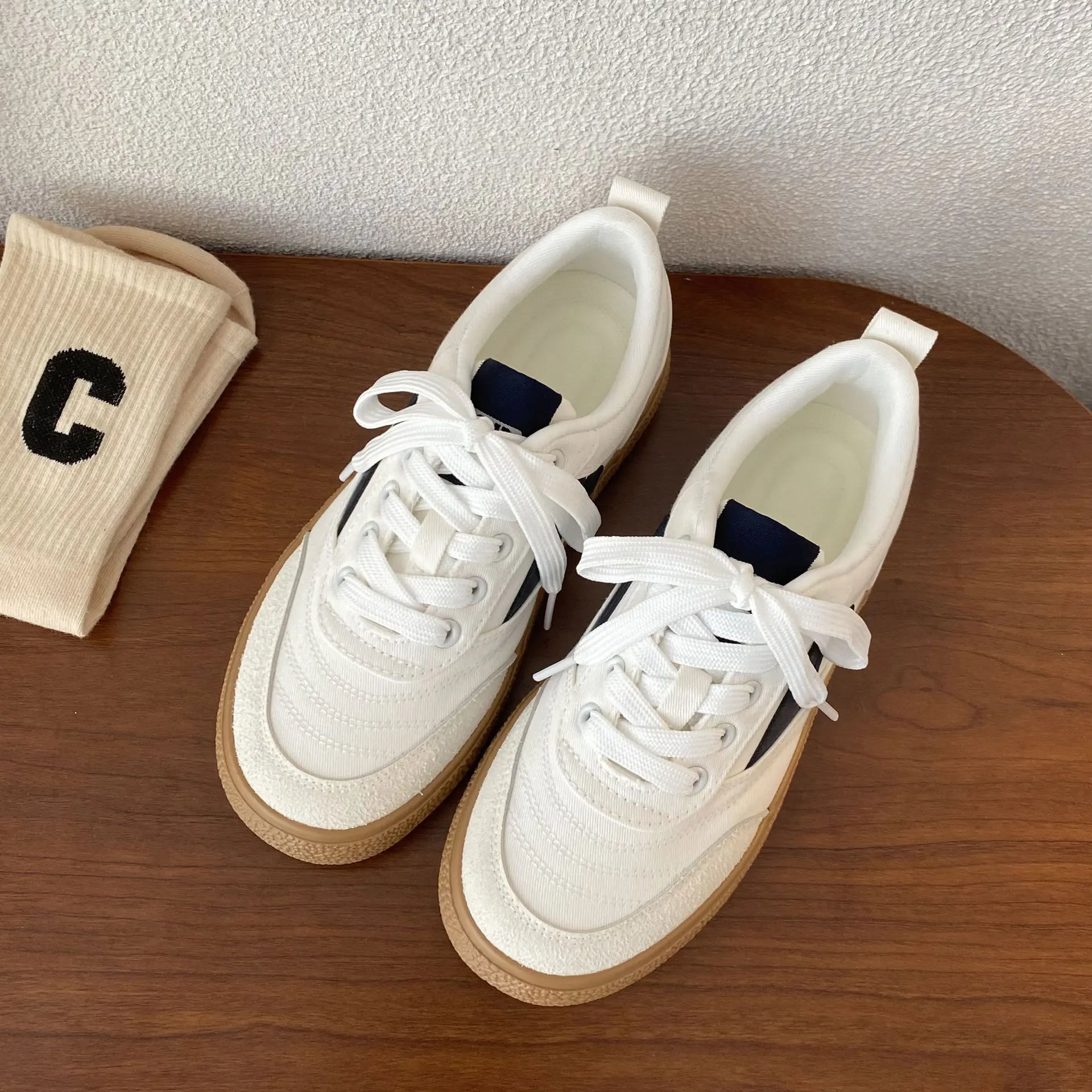 Thick Bottom Training Shoes Retro Mixed Color Students Sneakers Casual Concise Soft Soled Sports Shoes