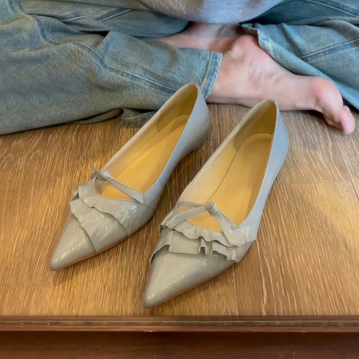 Genuine Leather Pointed Toe Flats Shoes Shallow Loafers Shoes Casual Walking Shoes Woman Sandals Trend Comfortable