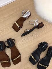 Sandals Block Heels Clear Shoes Suit Beige Buckle Strap Open Toe Chunky Low Black Comfort Girls Peep PU