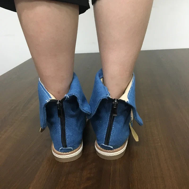 Blue Shoes Buckle Gladiator Sandals Jeans Boots booties sandalias Size 43