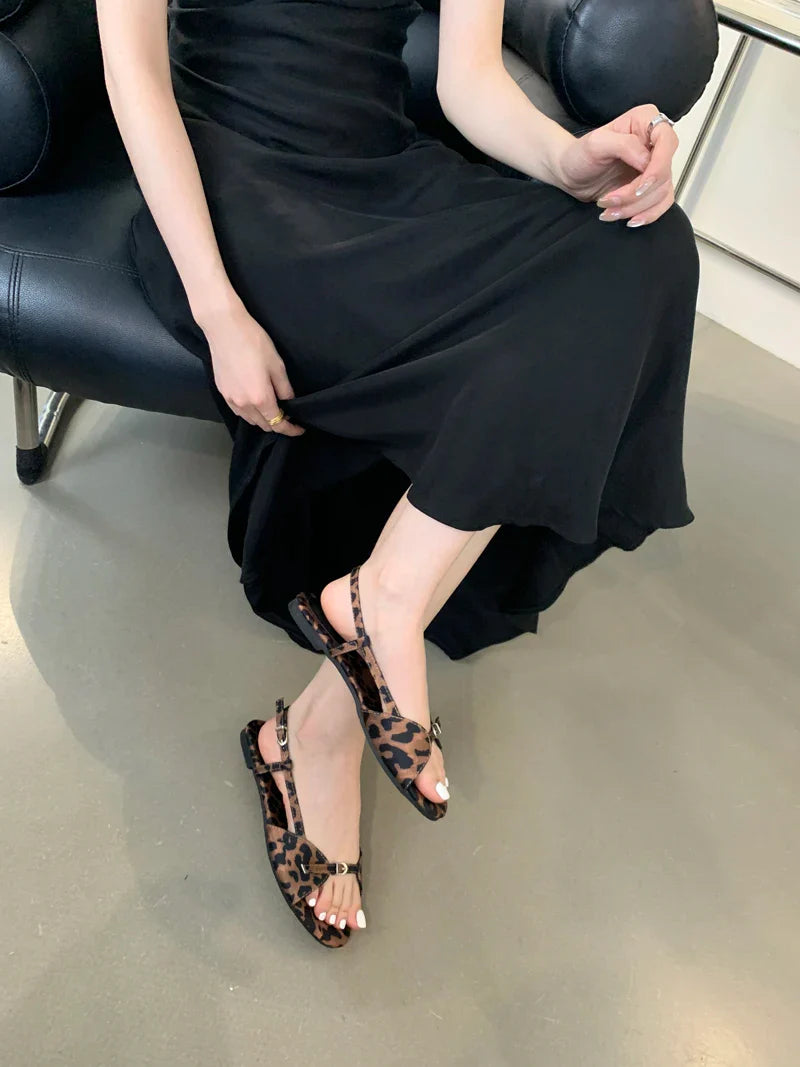 Silver Sandals Flats Brown Belt Buckle Shoes Flats Sandal Comforts Sandalias De Mujer