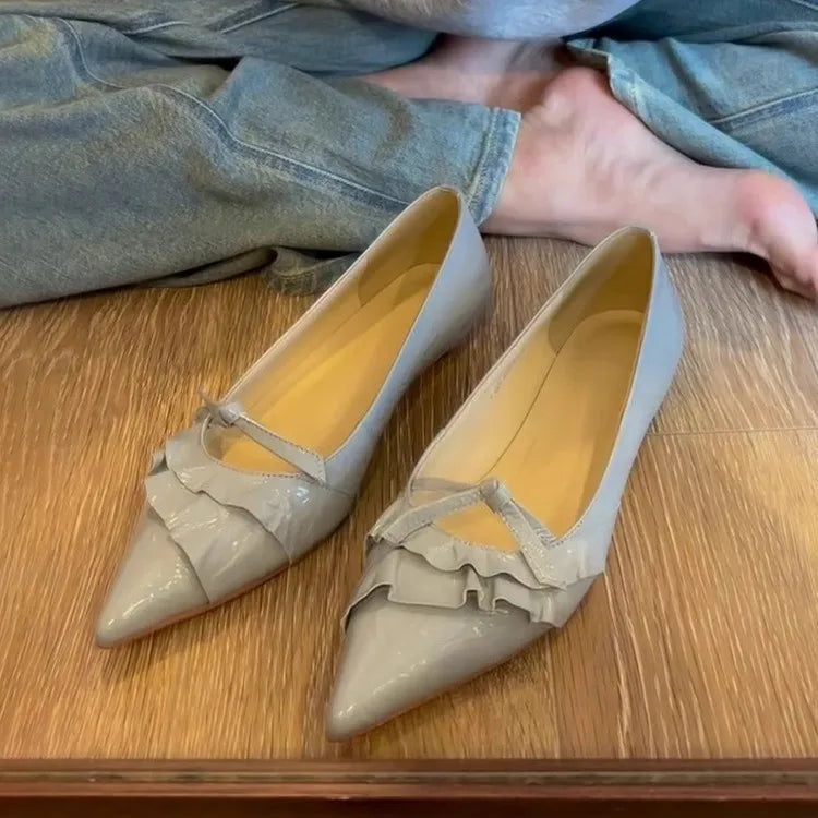 Genuine Leather Pointed Toe Flats Shoes Shallow Loafers Shoes Casual Walking Shoes Woman Sandals Trend Comfortable