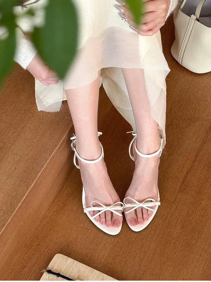 Open Toe Sandals Ankle Strap Butterfly-knot Thin Heel Gladiator Party Shoes Zapatos De Mujer
