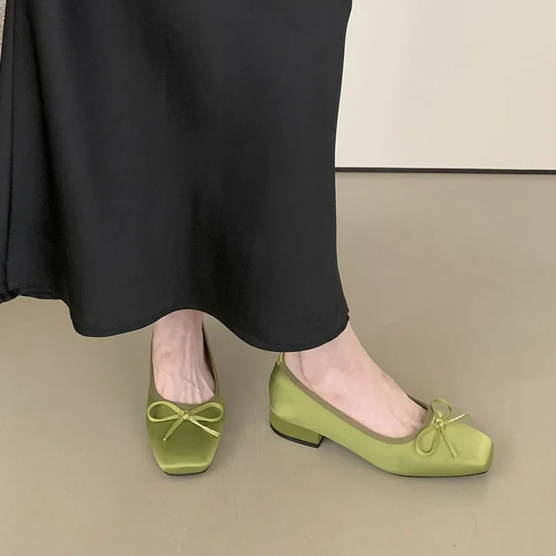 Shallow Flats Slip On Shoes Slides Silk Butterfly-Knot Footwear Flats With Shoes