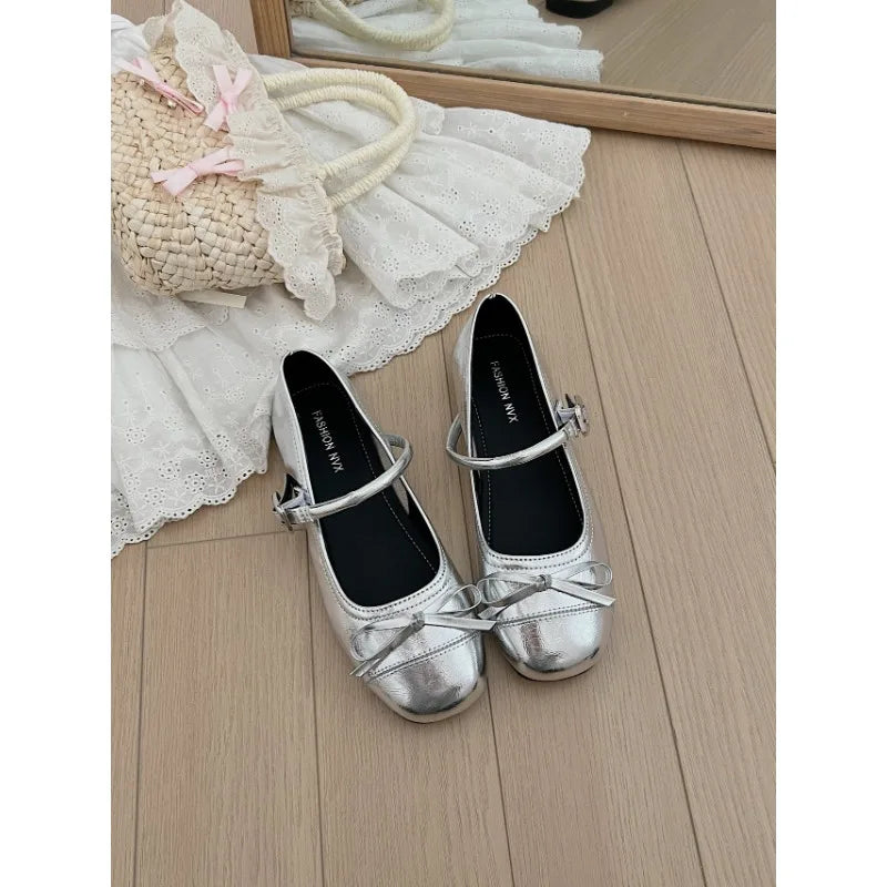 Mary Jane Shoes Square Toe Comfort Soft Sole Flats Comfort Ballerinas Shoes