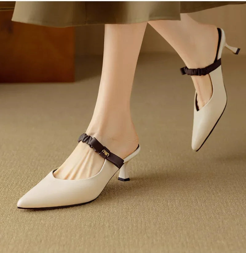 Pointed Toe Slippers High Heels Elegant Slingback Woman Pumps Party Zapatos De Mujer