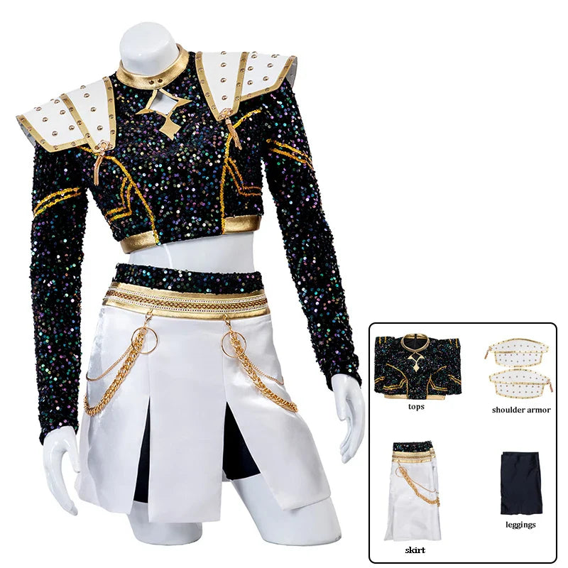 Zoey Cosplay Costume Wig Shoes Black Coat Singing Suit Song-Promotion Costume Halloween Party Role Playing Outfit