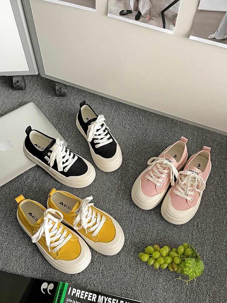 Shoes Platform Casual Sneakers Black Flats Soft Clogs Espadrille Retro Fabric Leisure Canvas Flat Blac