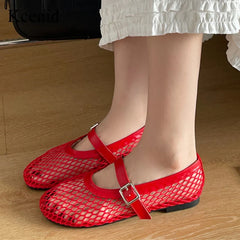 Kcenid Red Black Ballet Flat Shoes