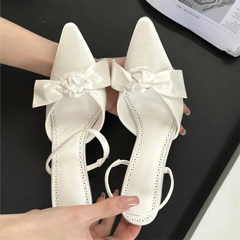 Design Style Butterfly-knot Thin High Heels Pointed Toe Banquet Wedding