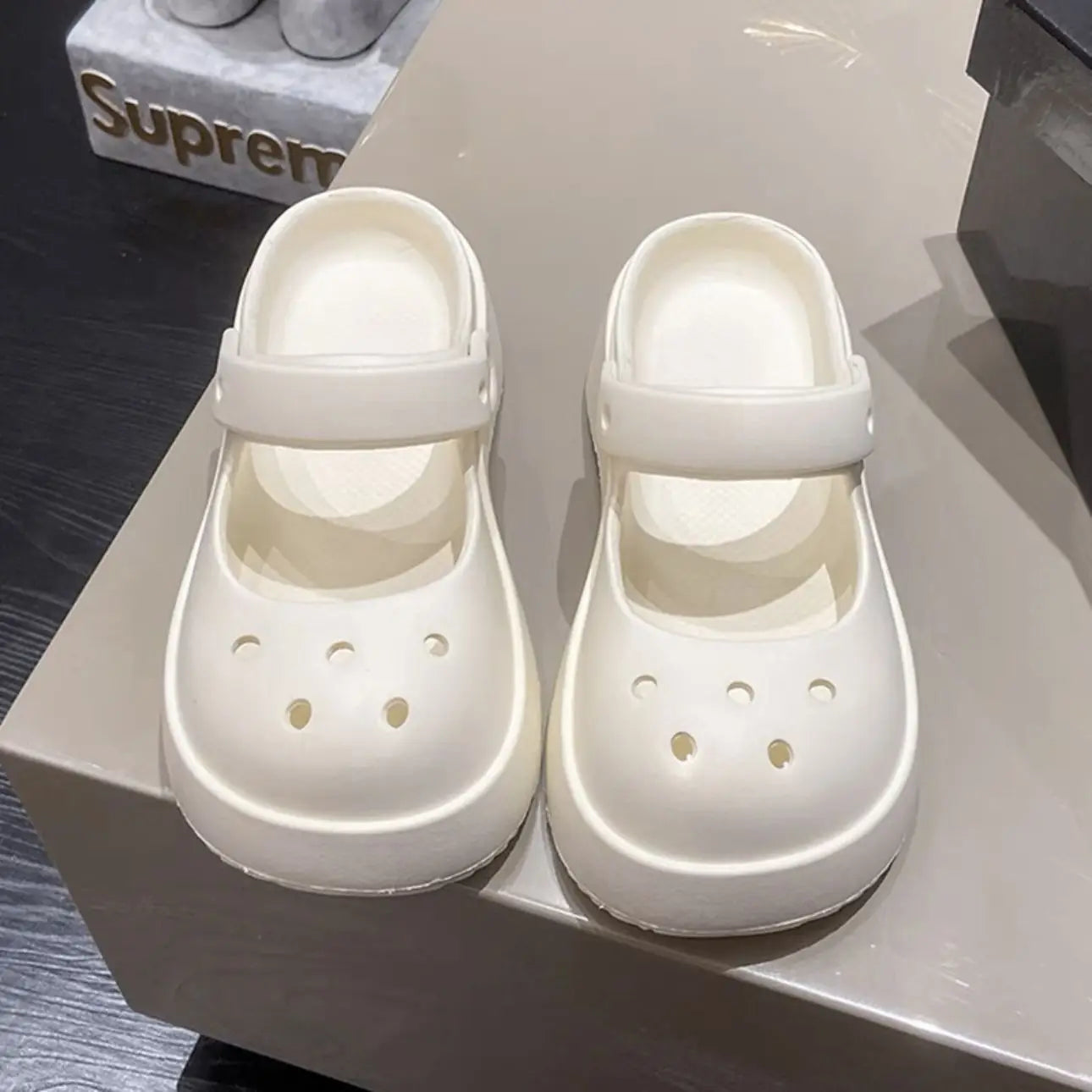 Platform Kawaii Slides Shoes Cute White Slippers and Sandals on Beach Thick Normal Top Designs Vip 39