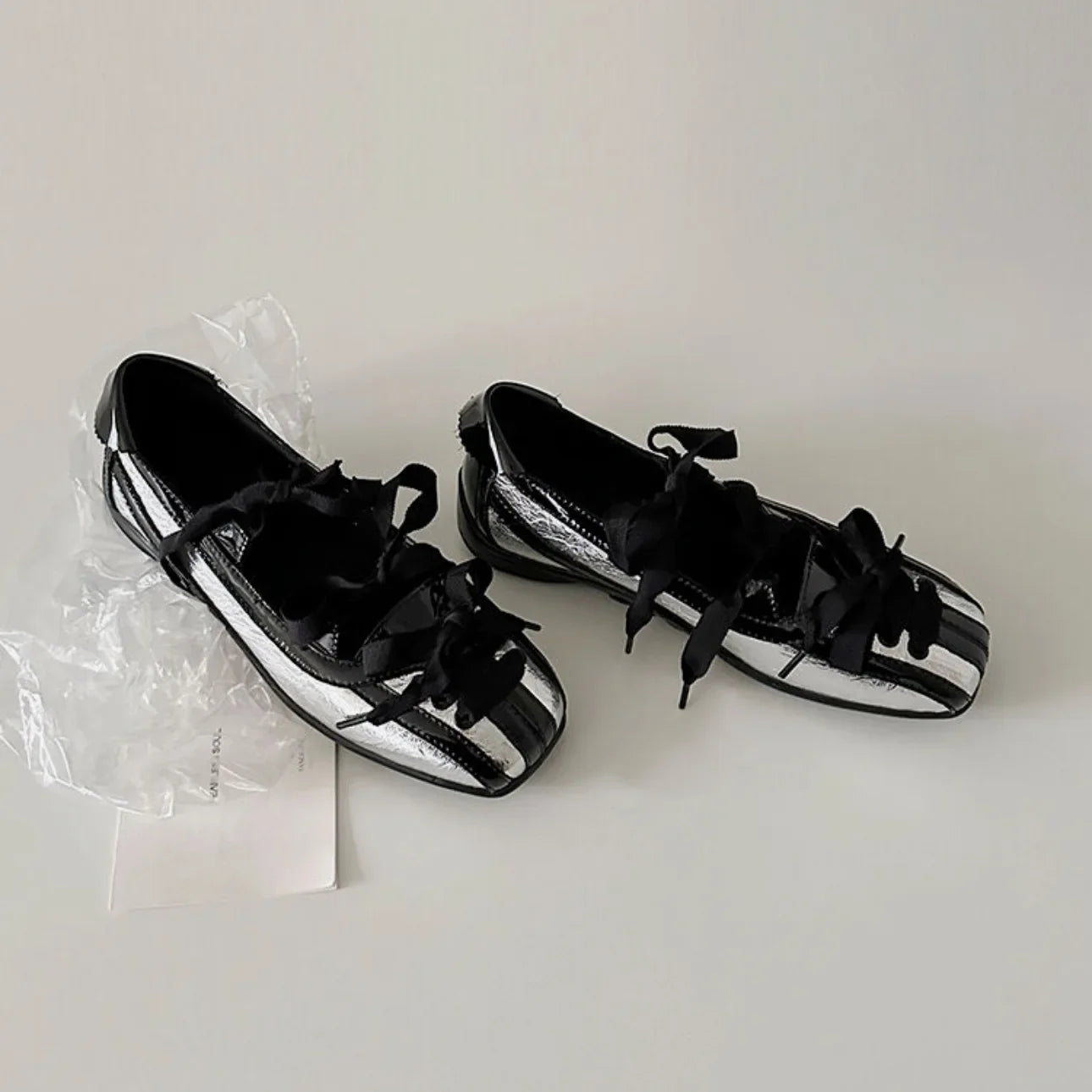 square head bow shallow mouth ballet shoes one-pedal flat Mary Jane single shoes