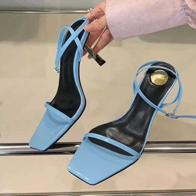 Thin Heels Sandals Open Toe Ankle Strap High Heels Simple Elegant Party Shoes