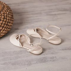 cover toe cross band gladiator sandals japanned leather ankle strap sandalias mujer low heel shoes