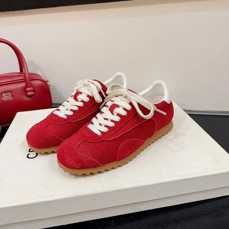 Sports Shoes Genuine Leather Thick-Soled Single Shoes 2025Retro Sports Forrest Gump German Training Shoes