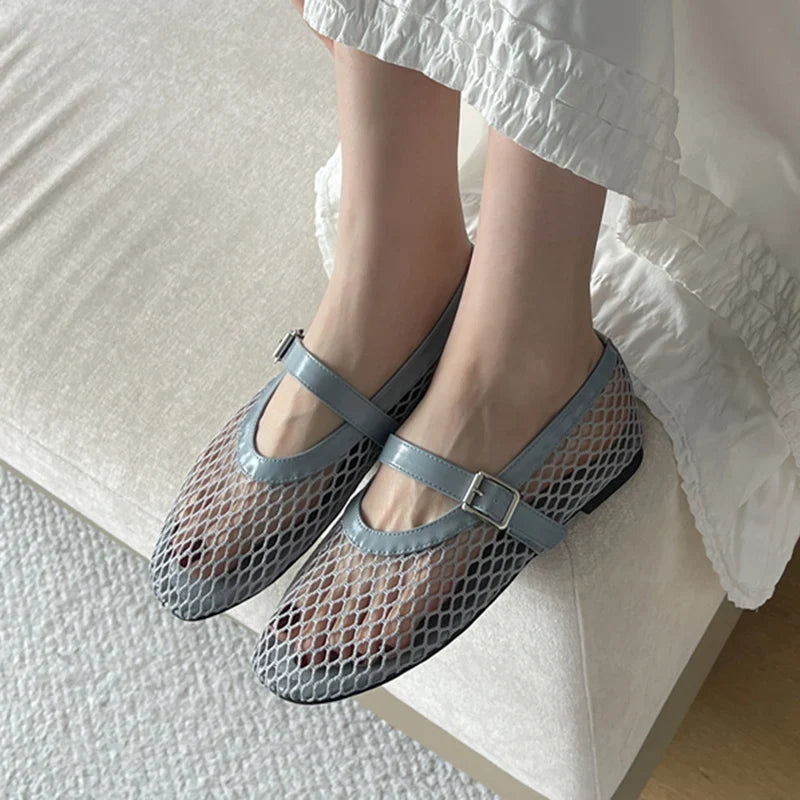 Kcenid Red Black Ballet Flat Shoes