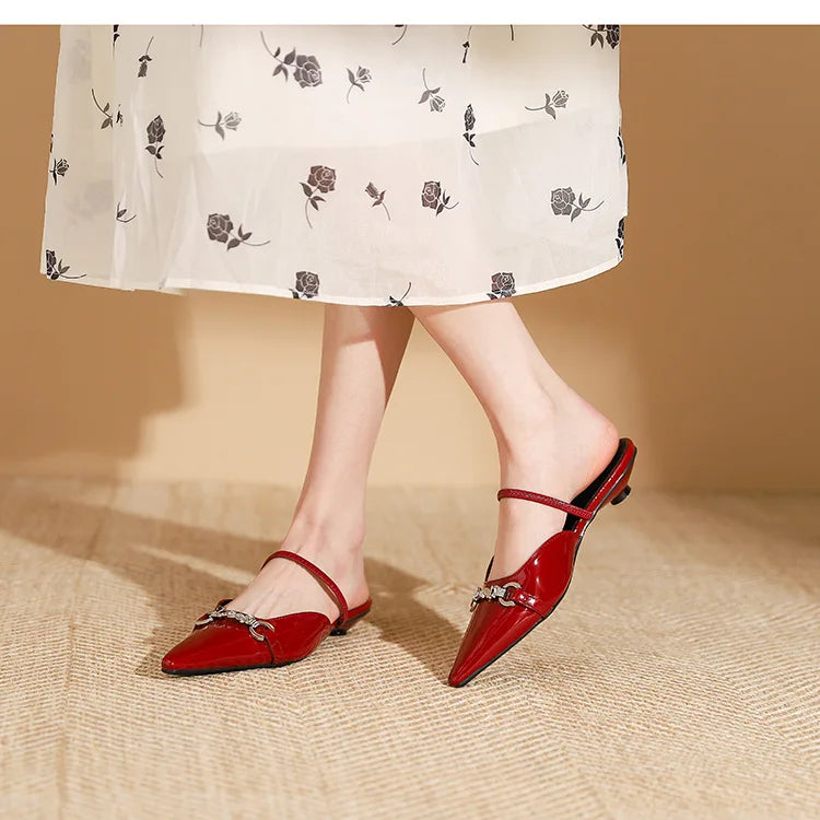 Low Shoes Ladies' Slippers Pointed Toe Butterfly-Knot Flat PU Rubber Strange Style Shoes Woman Butterfly-Knot Slipp
