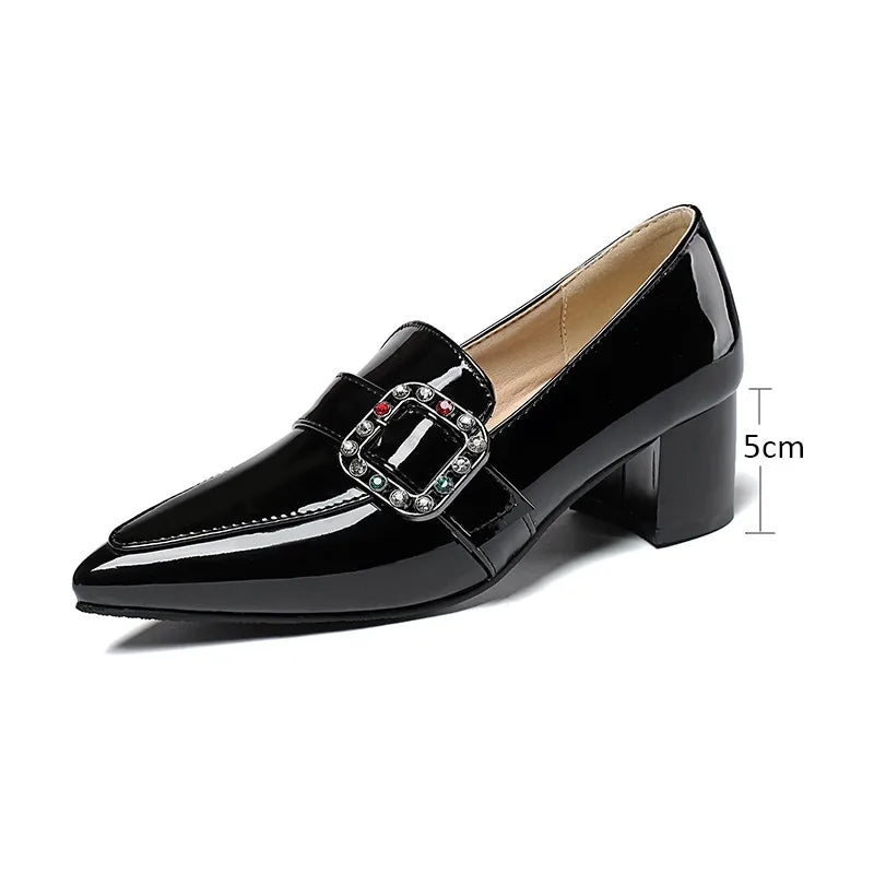 Elegant Medium Heels Pumps Woman Nude Green Black Pointed Toe Party Office Wedding Shoes Large Size 44 45