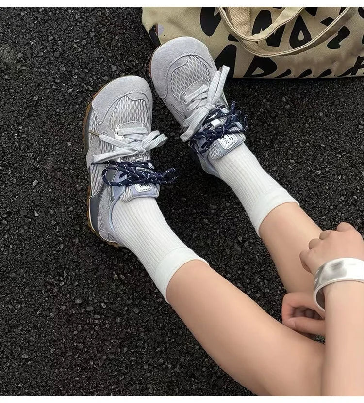 Outdoor Running Shoes Comfortable Lace Up Sneakers Casual Flats Soft Flat Sneakers Shoes