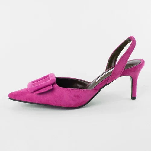 Sandals Pointed Toe High Heels Stiletto Square Buckle Large Size Single Shoes
