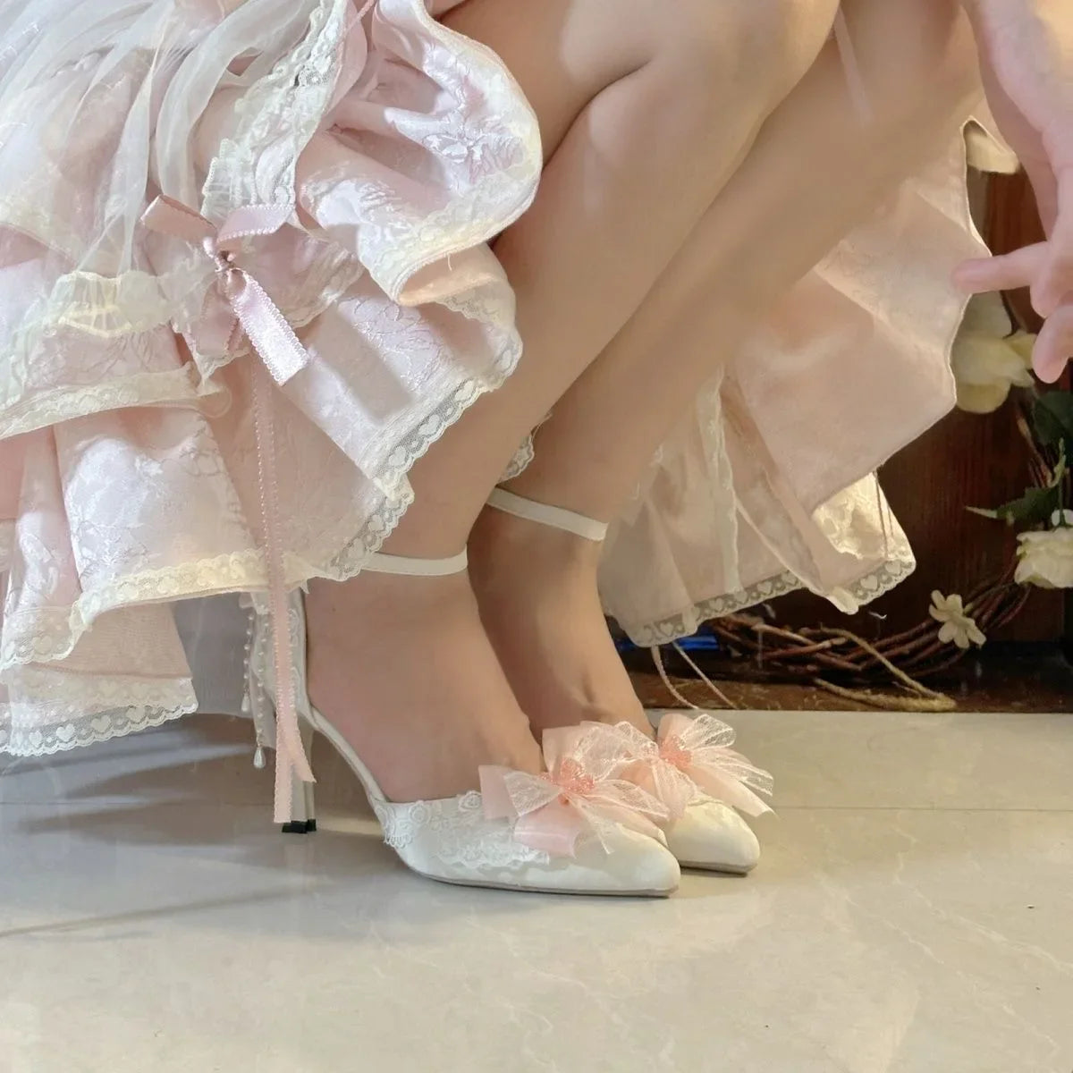 Y2K Heels Lolita White Shoes Mary Jane Shoes Shoes Woman Weddings Bridal Shoes
