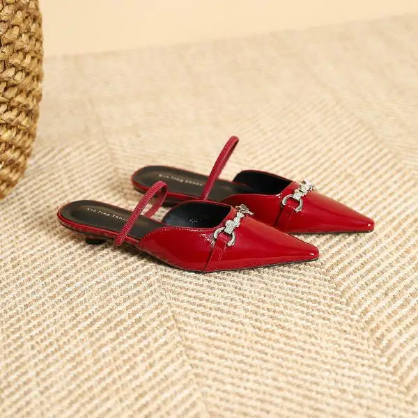 Low Shoes Ladies' Slippers Pointed Toe Butterfly-Knot Flat PU Rubber Strange Style Shoes Woman Butterfly-Knot Slipp